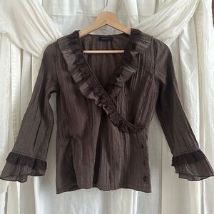 Vintage Y2K Chocolate Brown Fairycore Blouse